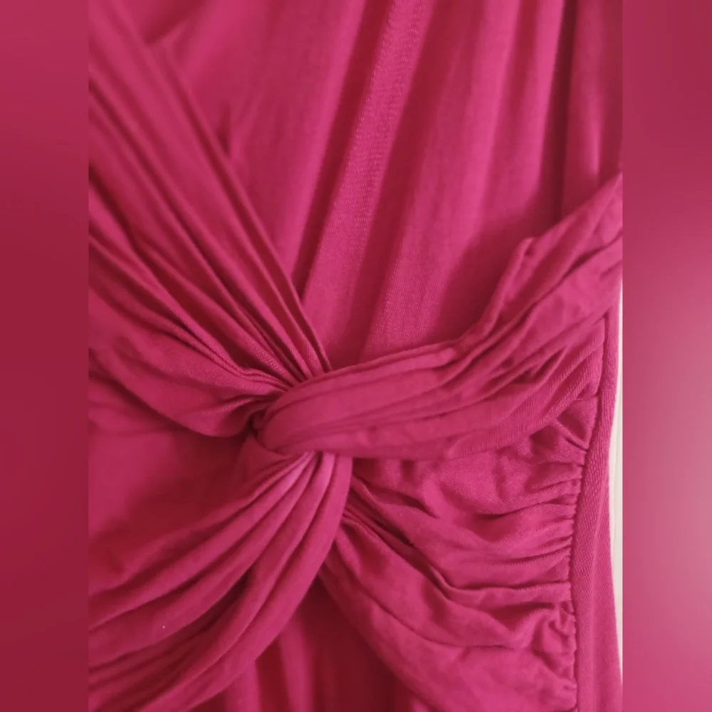 Anthropologie Dress Jersey Knit Top Knot Waist hot pink Velvet Graham Spencer S - Picture 5 of 6
